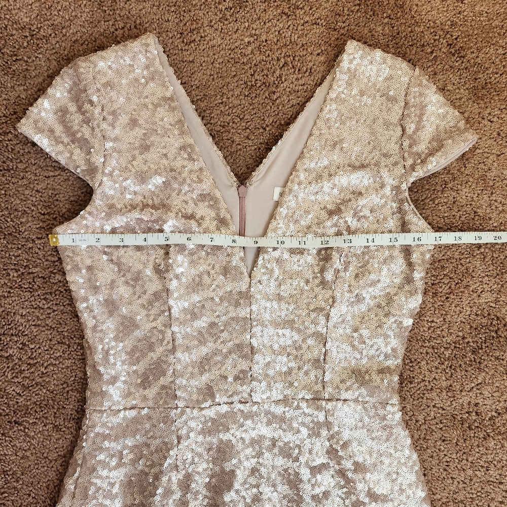 Dress The Population Zoe Sequin Dress In Taupe - Picture 9 of 12